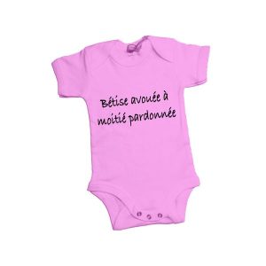 Body personnalisable "bêtise avouée à moitié pardonnée"