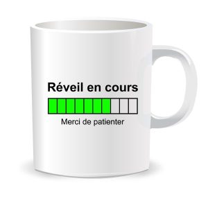 Mug, tasse réveil en cours