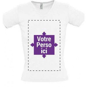 T-shirt personnalisé col v pour femme